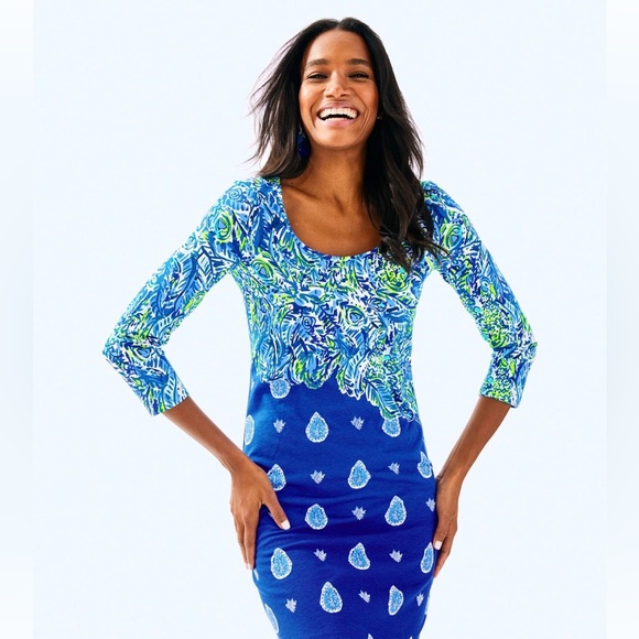 Lilly Pulitzer Dresses & Skirts - Lilly Pulitzer Blue Green Paisley Print Knit Dress size L